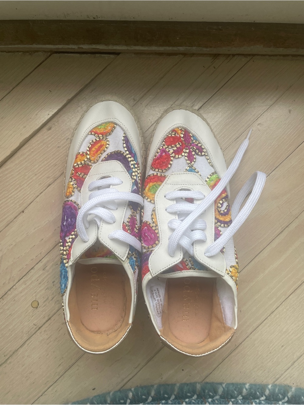 White Multicolor Embroidered Women's Sneakers